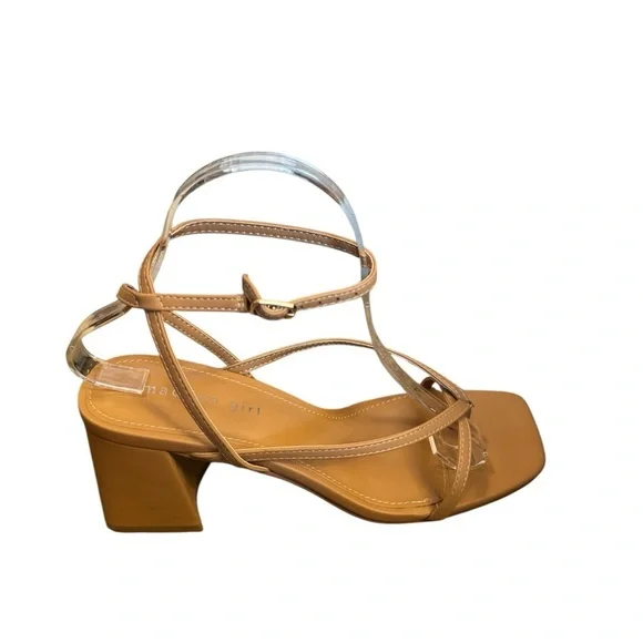 Madden Girl Marrvel Tan Ankle Strappy Block Heels Women’s Size 8 - Picture 2 of 11